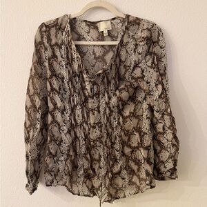 Greylin Snake Print Blouse in Brown and Gray